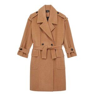 The Kooples Chill Out Oversized Wool Trench Coat Tan Carmel NWT Size 4 FR 36